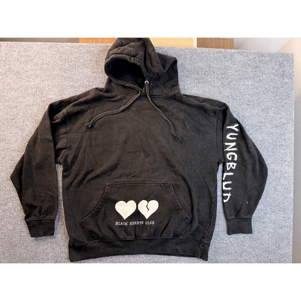 Yungblud Black Hearts Club Hoodie XL Black Graphic Band Tee Sweatshirt Faded Y2K